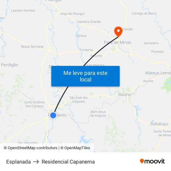 Esplanada to Residencial Capanema map