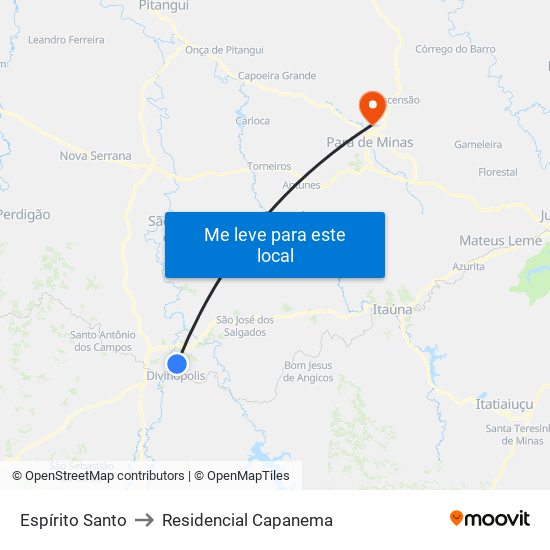 Espírito Santo to Residencial Capanema map