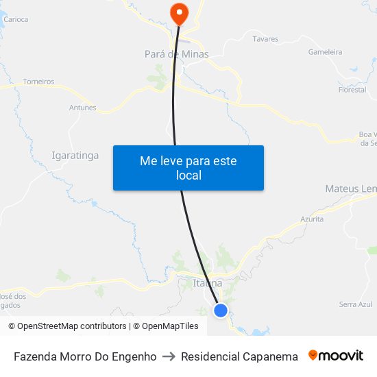 Fazenda Morro Do Engenho to Residencial Capanema map