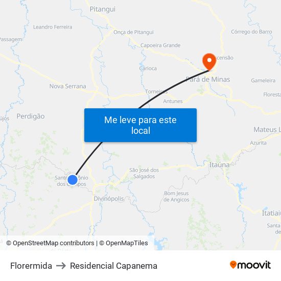 Florermida to Residencial Capanema map