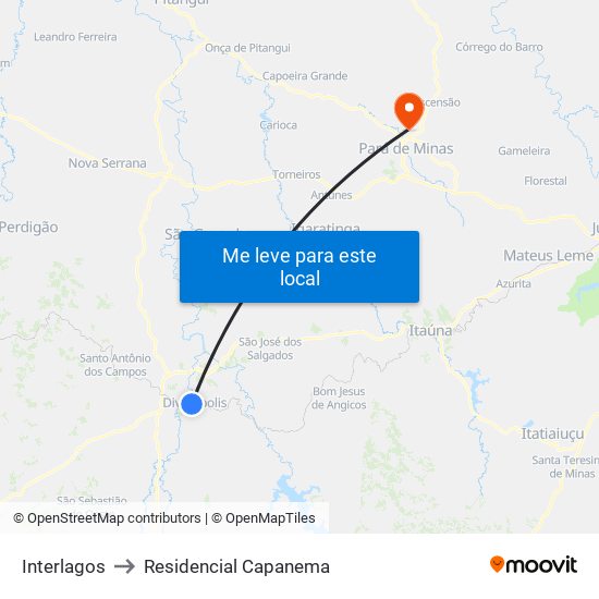 Interlagos to Residencial Capanema map