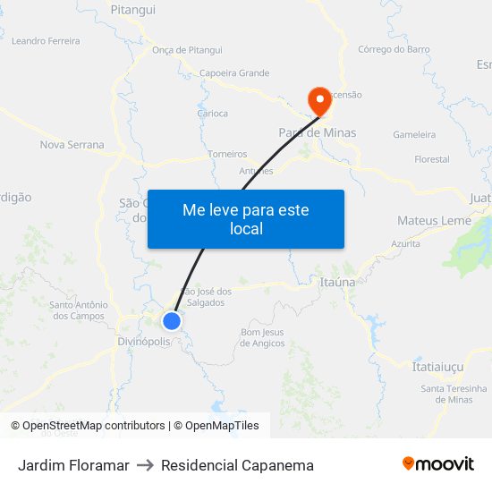 Jardim Floramar to Residencial Capanema map