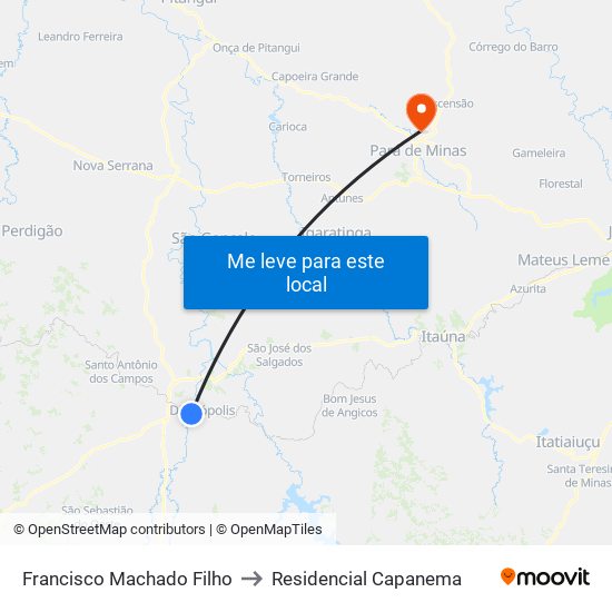 Francisco Machado Filho to Residencial Capanema map