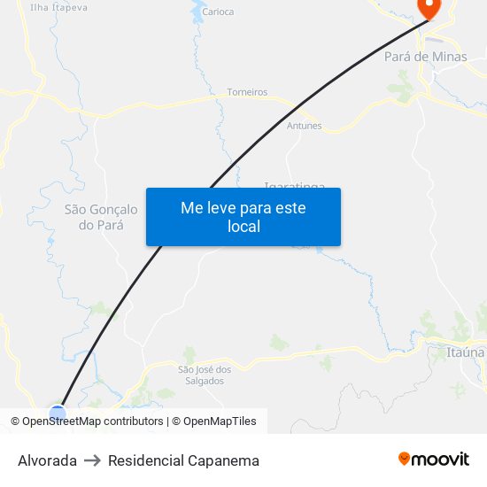 Alvorada to Residencial Capanema map