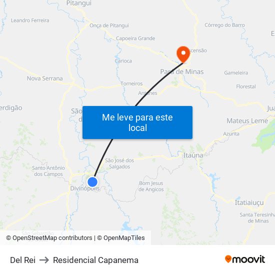 Del Rei to Residencial Capanema map