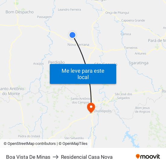 Boa Vista De Minas to Residencial Casa Nova map