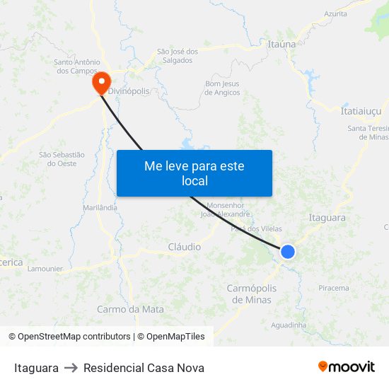 Itaguara to Residencial Casa Nova map