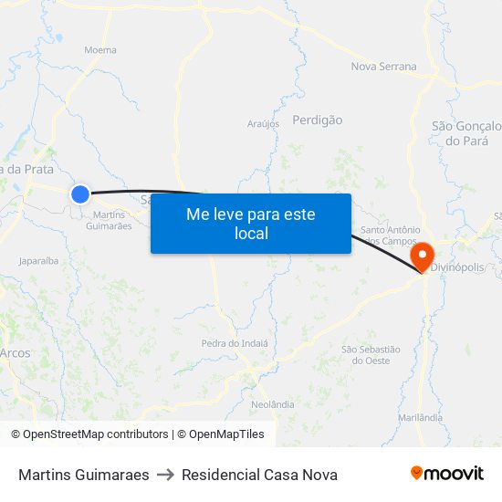 Martins Guimaraes to Residencial Casa Nova map