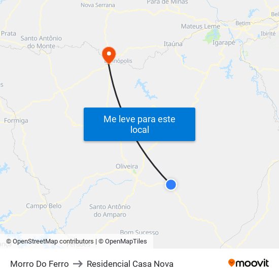 Morro Do Ferro to Residencial Casa Nova map