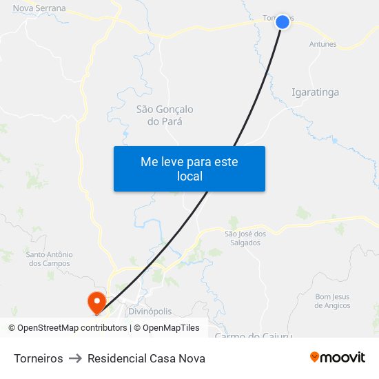 Torneiros to Residencial Casa Nova map