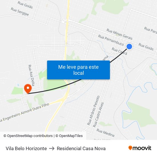 Vila Belo Horizonte to Residencial Casa Nova map