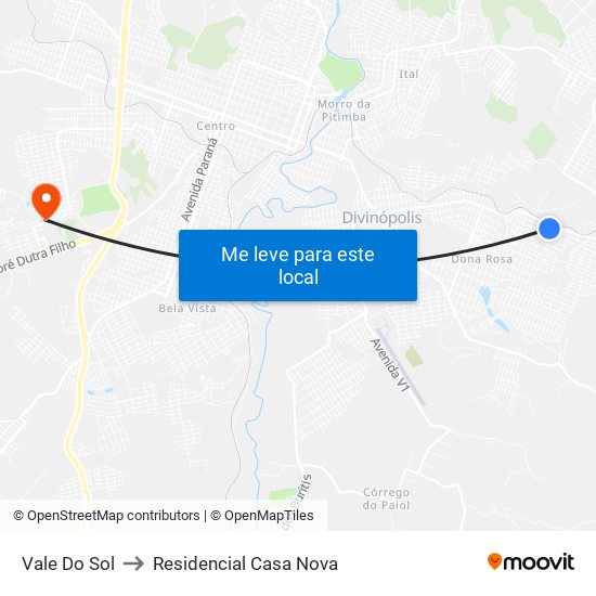 Vale Do Sol to Residencial Casa Nova map