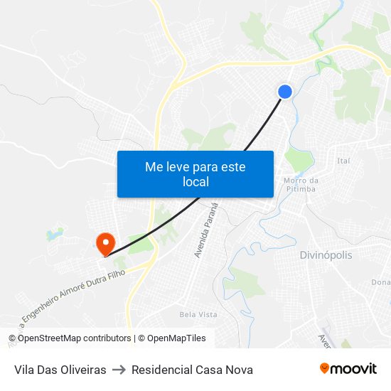 Vila Das Oliveiras to Residencial Casa Nova map