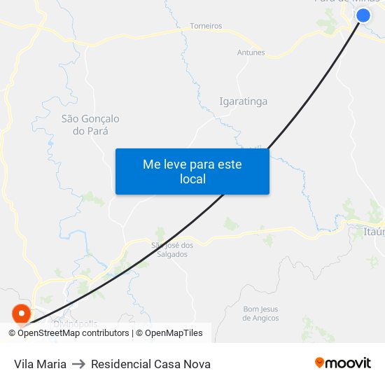 Vila Maria to Residencial Casa Nova map