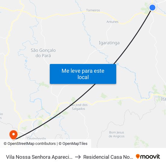 Vila Nossa Senhora Aparecida to Residencial Casa Nova map