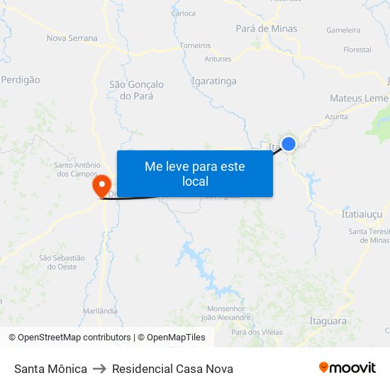 Santa Mônica to Residencial Casa Nova map