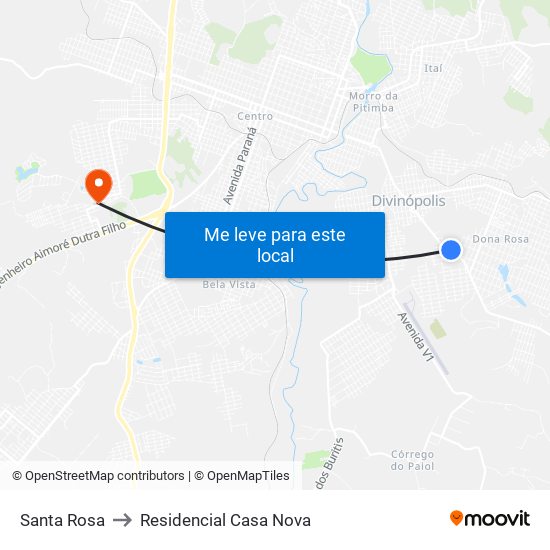 Santa Rosa to Residencial Casa Nova map