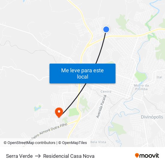 Serra Verde to Residencial Casa Nova map