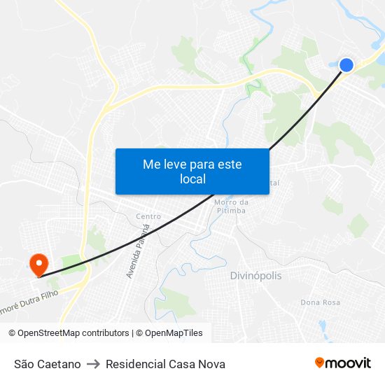 São Caetano to Residencial Casa Nova map