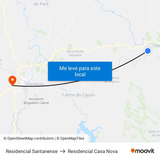 Residencial Santanense to Residencial Casa Nova map