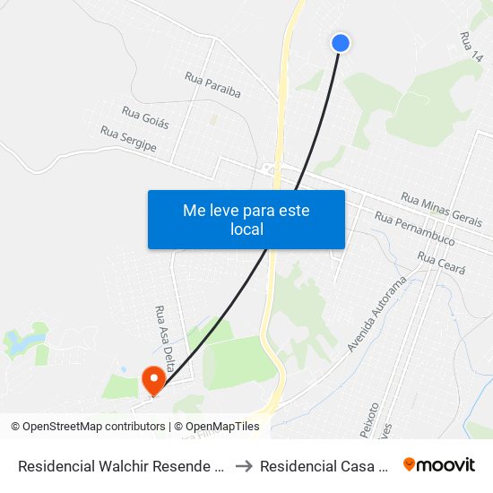 Residencial Walchir Resende Costa to Residencial Casa Nova map