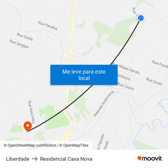 Liberdade to Residencial Casa Nova map