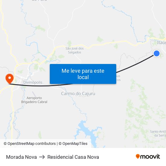 Morada Nova to Residencial Casa Nova map