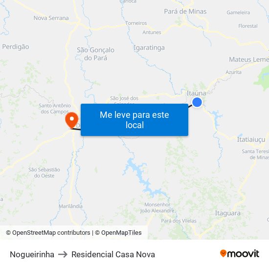 Nogueirinha to Residencial Casa Nova map