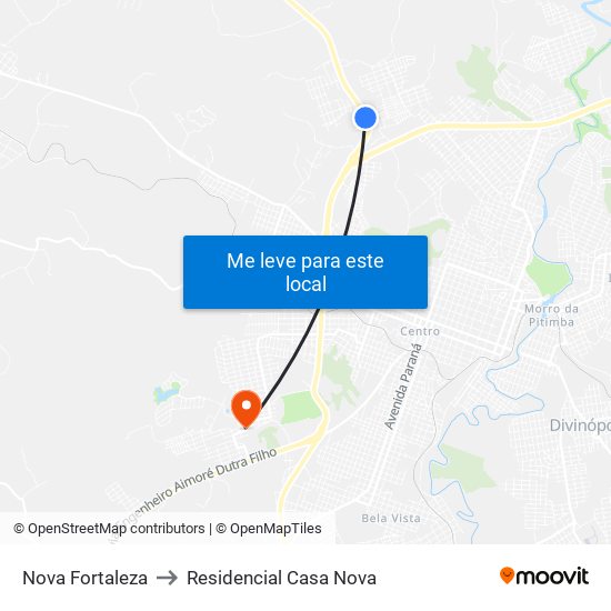 Nova Fortaleza to Residencial Casa Nova map