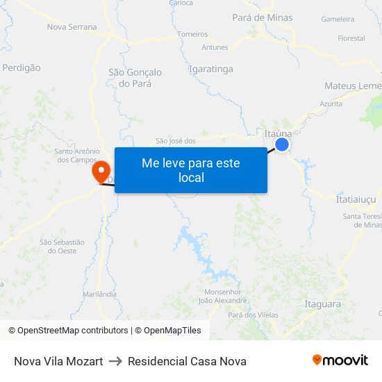 Nova Vila Mozart to Residencial Casa Nova map