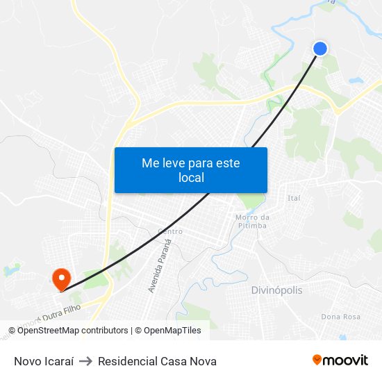 Novo Icaraí to Residencial Casa Nova map