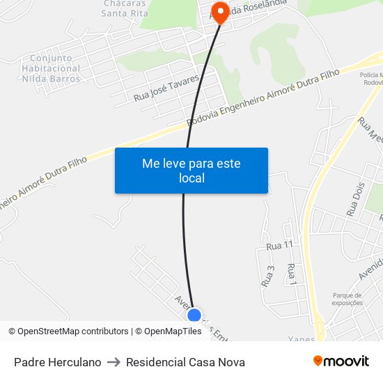 Padre Herculano to Residencial Casa Nova map