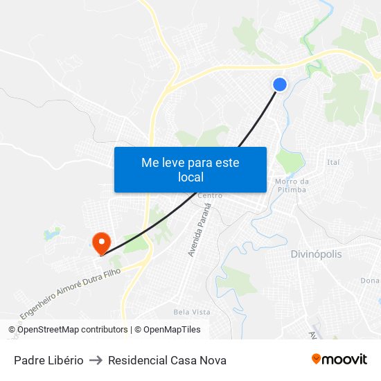 Padre Libério to Residencial Casa Nova map