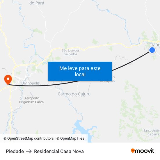 Piedade to Residencial Casa Nova map