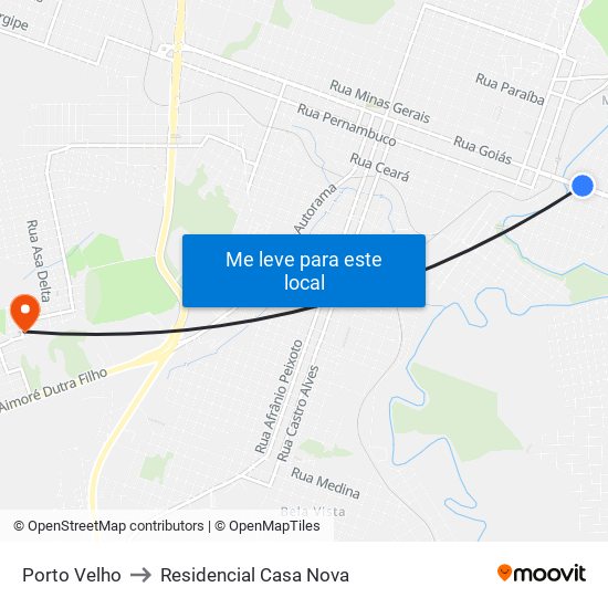 Porto Velho to Residencial Casa Nova map