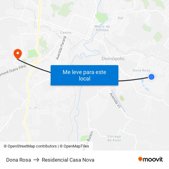 Dona Rosa to Residencial Casa Nova map