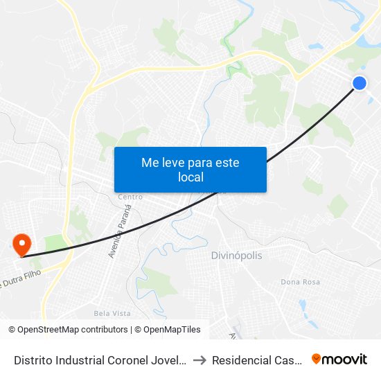 Distrito Industrial Coronel Jovelino Rabelo to Residencial Casa Nova map