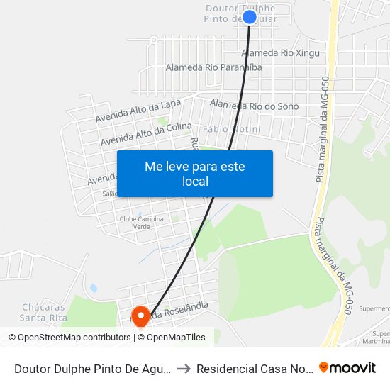 Doutor Dulphe Pinto De Aguiar to Residencial Casa Nova map