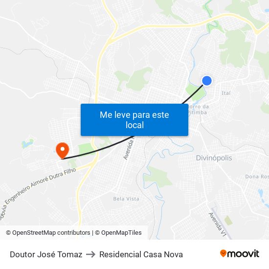 Doutor José Tomaz to Residencial Casa Nova map