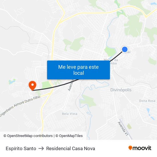 Espírito Santo to Residencial Casa Nova map