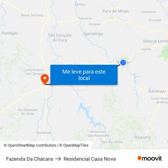 Fazenda Da Chácara to Residencial Casa Nova map