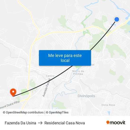 Fazenda Da Usina to Residencial Casa Nova map