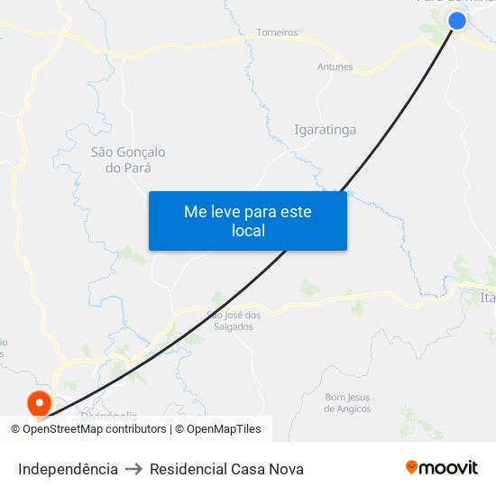 Independência to Residencial Casa Nova map