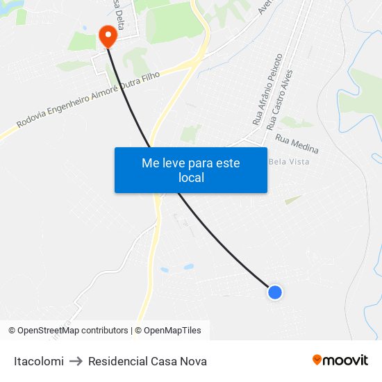 Itacolomi to Residencial Casa Nova map