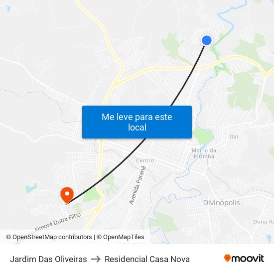 Jardim Das Oliveiras to Residencial Casa Nova map