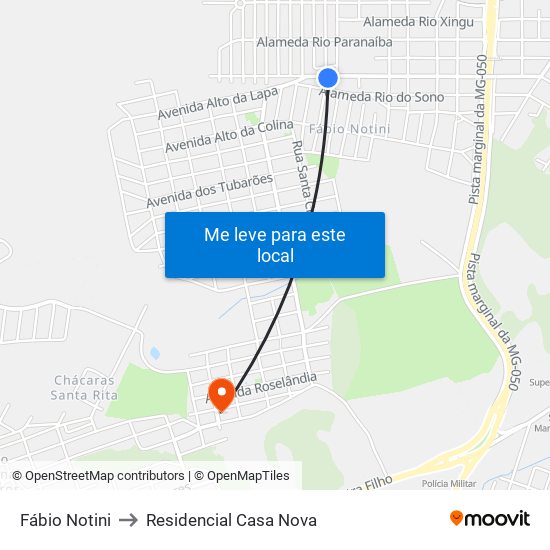 Fábio Notini to Residencial Casa Nova map