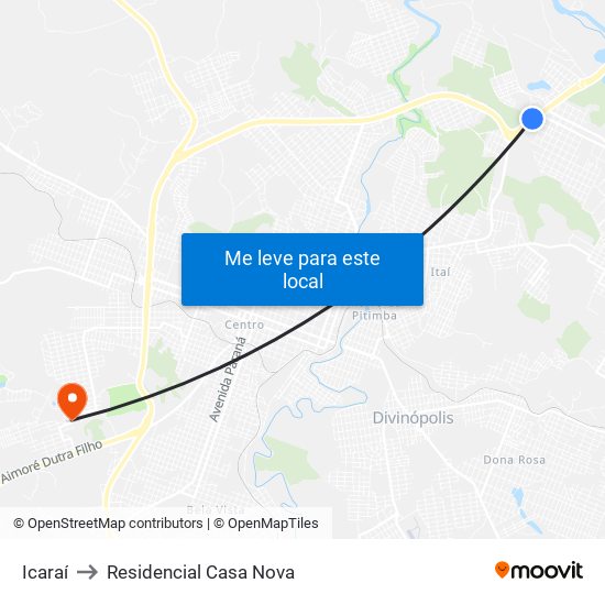 Icaraí to Residencial Casa Nova map