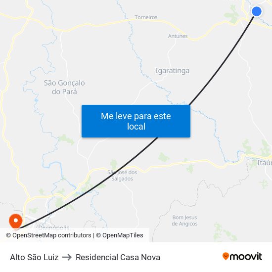 Alto São Luiz to Residencial Casa Nova map