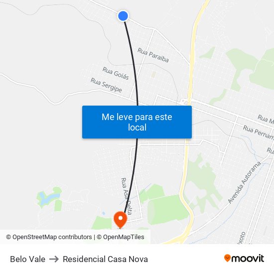 Belo Vale to Residencial Casa Nova map