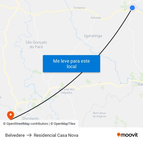 Belvedere to Residencial Casa Nova map